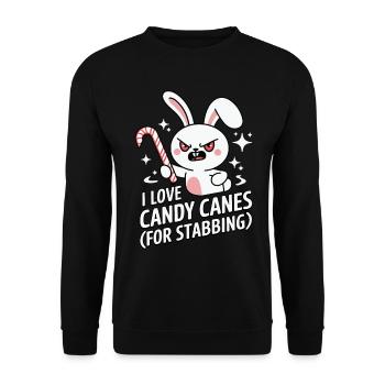 J’aime les cannes de bonbon Lapin de Noël drôle - Sweat-shirt Unisexe - noir - Devant - Alina (178cm) & Michal (187cm)
