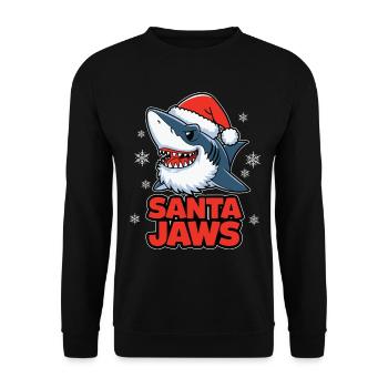 Santa Jaws Funny Christmas Shark Christmas - Unisex Sweatshirt - black - Front - Alina (178cm) & Michal (187cm)