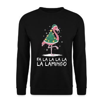 Fa La La Lamingo Funny Christmas Flamingo - Unisex Sweatshirt - black - Front - Alina (178cm) & Michal (187cm)