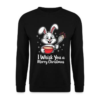 I Whisk You a Merry Christmas Christmas Bunny - Unisex Sweatshirt - black - Front - Alina (178cm) & Michal (187cm)