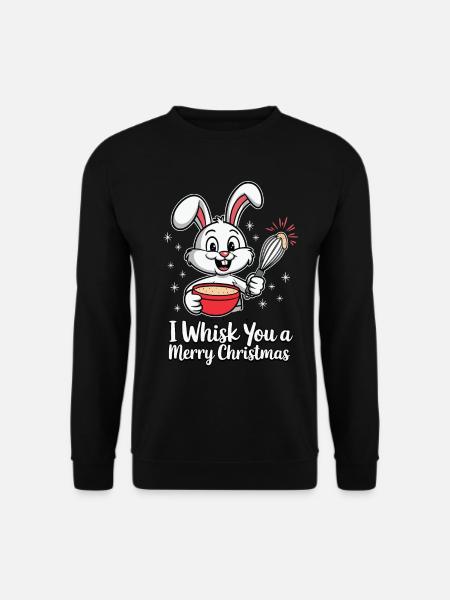 I Whisk You a Merry Christmas Weihnachten Hase - Unisex Pullover - Schwarz