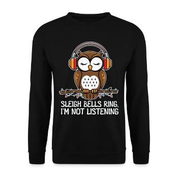 Sleigh Bells Ring Funny Owl Christmas - Unisex Sweatshirt - black - Front - Alina (178cm) & Michal (187cm)