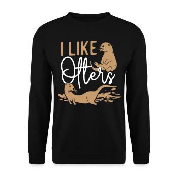 Otter I Like Otters - Unisex Sweatshirt - black - Front - Alina (178cm) & Michal (187cm)