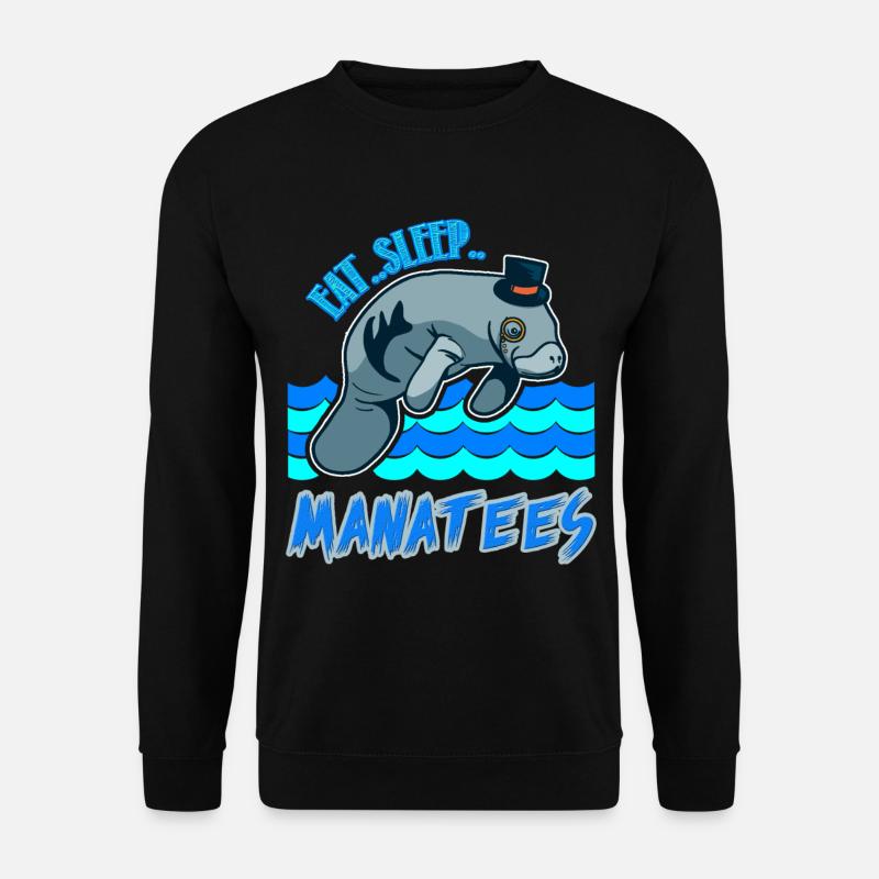 Manatee Eat Sleep Manatees - Unisex Sweatshirt - black