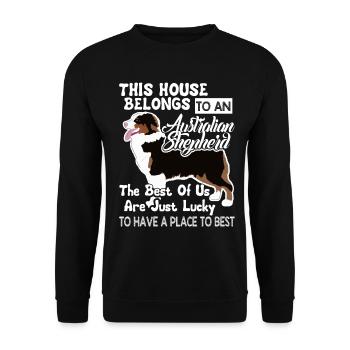 This House Belongs To An Australian Shepherd - Unisex Sweatshirt - black - Front - Alina (178cm) & Michal (187cm)