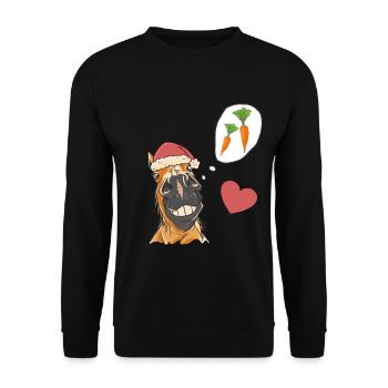 Père Noël Cheval Chevaux Père Noël Navets - Sweat-shirt Unisexe - noir - Devant - Alina (178cm) & Michal (187cm)