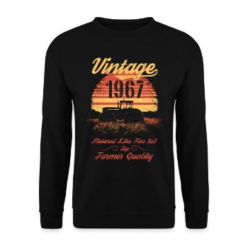 Vintage 1967 Landwirt Geburtstag Traktor Geschenk - Unisex Pullover - Schwarz - Vorne - Alina (178cm) & Michal (187cm)