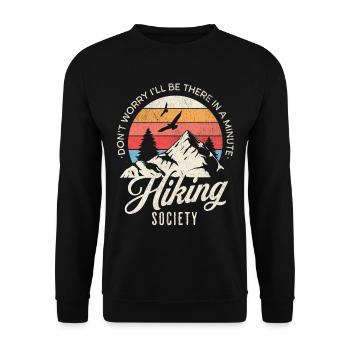 Out of Breath Hiking Society Funny Mountain - Unisex Sweatshirt - black - Front - Alina (178cm) & Michal (187cm)