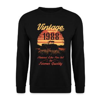 Vintage 1988 Landwirt Geburtstag Traktor Geschenk - Unisex Pullover - Schwarz - Vorne - Alina (178cm) & Michal (187cm)