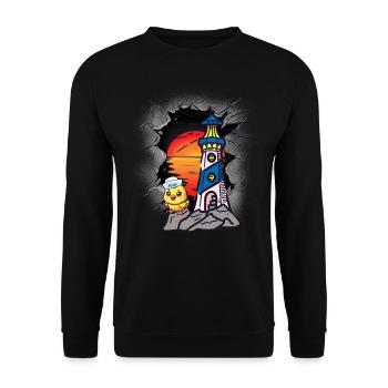 Seefahrt Matrosen Küken Leuchtturm maritim - Unisex Pullover - Schwarz - Vorne - Alina (178cm) & Michal (187cm)