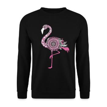 Mandala Flamingo Flamingo Wasservogel Flamingo - Unisex Pullover - Schwarz - Vorne - Alina (178cm) & Michal (187cm)