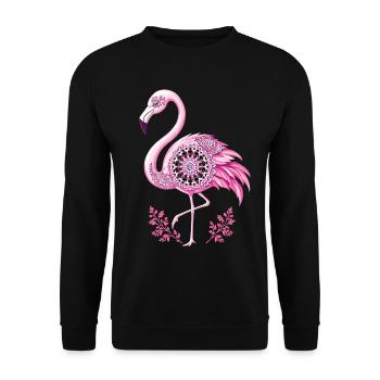 Mandala Flamingo Flamingo Wasservogel Flamingo - Unisex Pullover - Schwarz - Vorne - Alina (178cm) & Michal (187cm)
