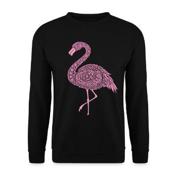 Mandala Flamingo Flamingo Wasservogel Flamingo - Unisex Pullover - Schwarz - Vorne - Alina (178cm) & Michal (187cm)