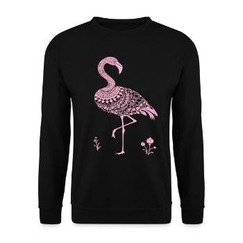 Mandala Flamingo Flamingo Wasservogel Flamingo - Unisex Pullover - Schwarz - Vorne - Alina (178cm) & Michal (187cm)