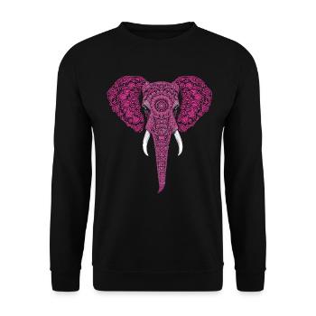 Mandala Elefant Elefanten Spiritueller Mandala - Unisex Pullover - Schwarz - Vorne - Alina (178cm) & Michal (187cm)
