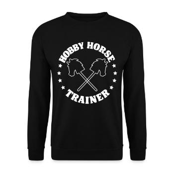 Hobby Reittrainer Lustiges Hobby Horsing - Unisex Pullover - Schwarz - Vorne - Alina (178cm) & Michal (187cm)
