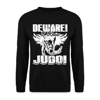 Beware I Know Judo - Unisex Sweatshirt - black - Front - Alina (178cm) & Michal (187cm)