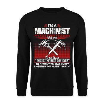 Machinist I am A Machinist - Unisex Sweatshirt - black - Front - Alina (178cm) & Michal (187cm)