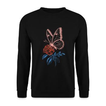 Rose Butterfly - Unisex Sweatshirt - black - Front - Alina (178cm) & Michal (187cm)