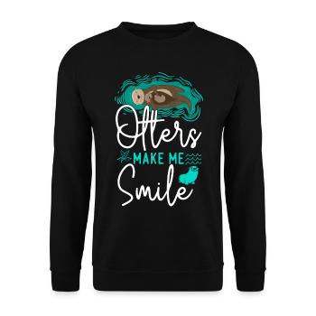 Otter Otters Make Me Smile - Unisex Sweatshirt - black - Front - Alina (178cm) & Michal (187cm)