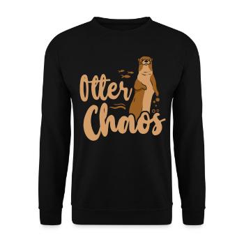 Otter Pun Otter Chaos - Unisex Pullover - Schwarz - Vorne - Alina (178cm) & Michal (187cm)