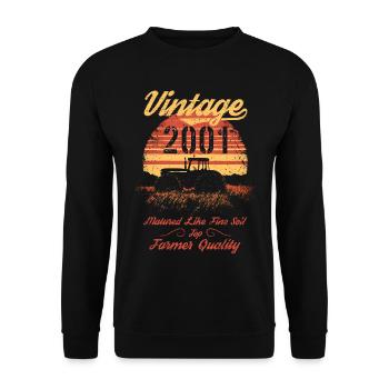 Vintage 2001 Landwirt Geburtstag Traktor Geschenk - Unisex Pullover - Schwarz - Vorne - Alina (178cm) & Michal (187cm)