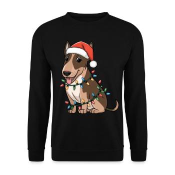 Miniature Bull Terrier Christmas Lights Xmas Dogs - Unisex Sweatshirt - black - Front - Alina (178cm) & Michal (187cm)