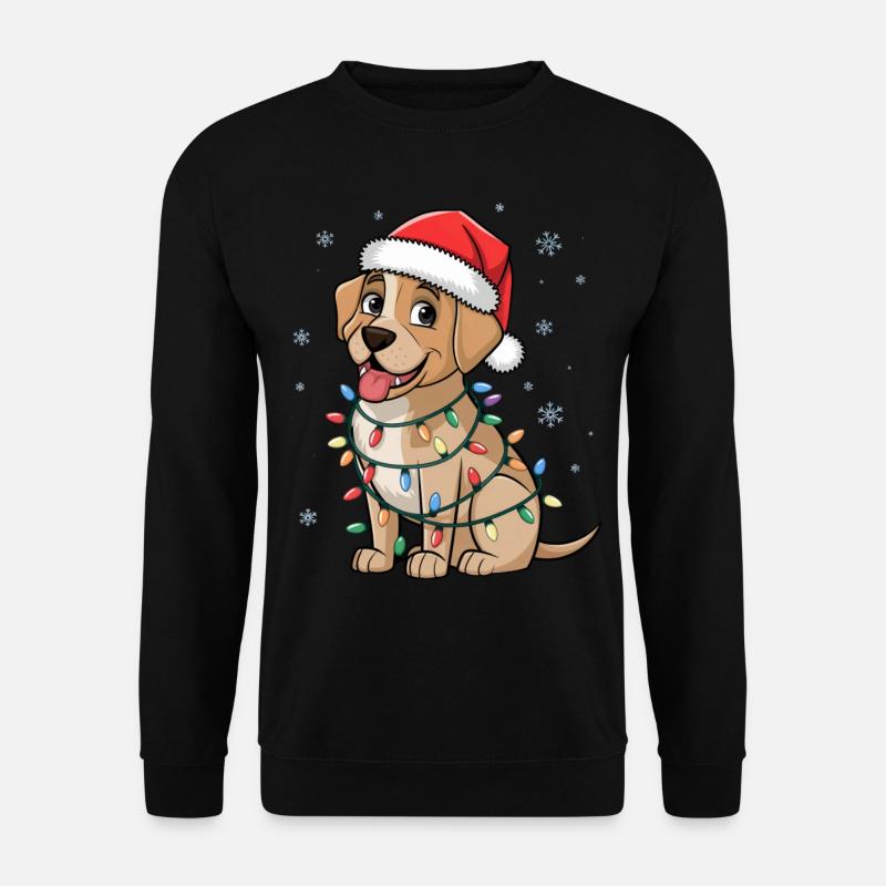 Labrador Retriever Christmas Lights Xmas Dogs - Unisex Pullover - Schwarz