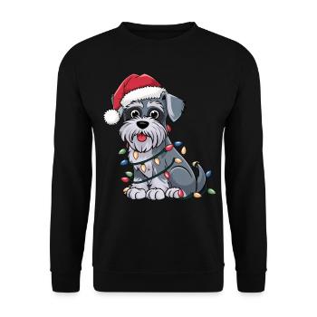 Miniature Schnauzer Christmas Lights Xmas Dogs - Unisex Pullover - Schwarz - Vorne - Alina (178cm) & Michal (187cm)