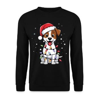 Jack Russell Terrier Christmas Lights Xmas Dogs - Unisex Pullover - Schwarz - Vorne - Alina (178cm) & Michal (187cm)