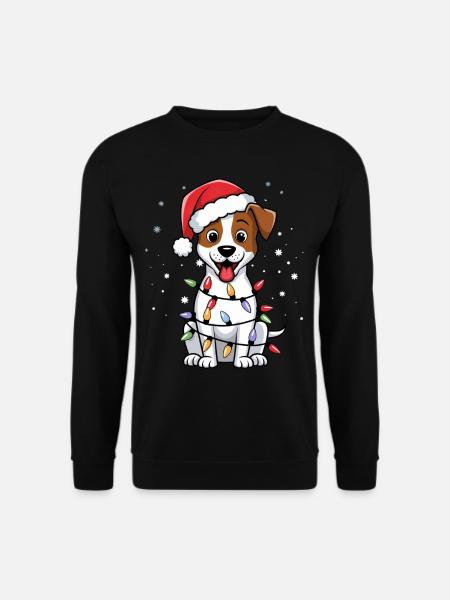 Jack Russell Terrier Christmas Lights Xmas Dogs - Unisex Pullover - Schwarz