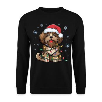Havanese Christmas Lights Xmas Dogs Gifts - Unisex Sweatshirt - black - Front - Alina (178cm) & Michal (187cm)