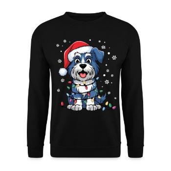 Kerry Blue Terrier Christmas Lights Xmas Dogs - Unisex Pullover - Schwarz - Vorne - Alina (178cm) & Michal (187cm)