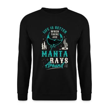 Manta Rays Life Is Better When There Marine Life - Unisex Pullover - Schwarz - Vorne - Alina (178cm) & Michal (187cm)