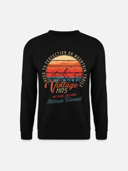 Vintage 1975 Geburtstag Wandern Berge Geschenk - Unisex Pullover - Schwarz