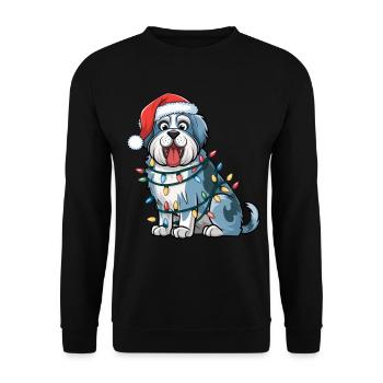 Vieux chien de berger anglais Noël lumières chiens de Noël - Sweat-shirt Unisexe - noir - Devant - Alina (178cm) & Michal (187cm)