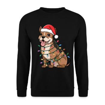 Staffordshire Bull Terrier Noël Lumières Noël - Sweat-shirt Unisexe - noir - Devant - Alina (178cm) & Michal (187cm)