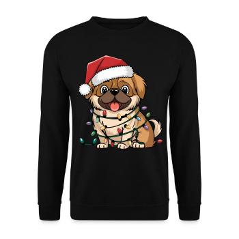 Pekingese Christmas Lights Xmas Dogs Gifts - Unisex Sweatshirt - black - Front - Alina (178cm) & Michal (187cm)