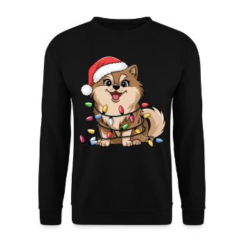 Pomeranian Christmas Lights Xmas Dogs Gifts - Unisex Pullover - Schwarz - Vorne - Alina (178cm) & Michal (187cm)