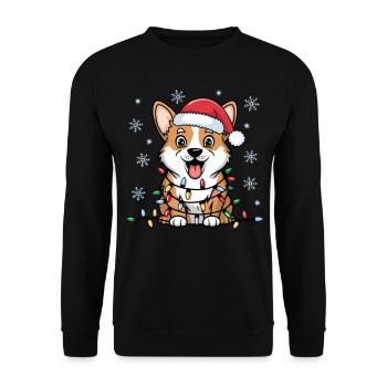 Pembroke Welsh Corgi Noël Lumières Noël Chiens - Sweat-shirt Unisexe - noir - Devant - Alina (178cm) & Michal (187cm)