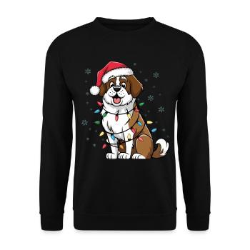Saint Bernard Christmas Lights Xmas Dogs Gifts - Unisex Pullover - Schwarz - Vorne - Alina (178cm) & Michal (187cm)