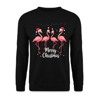 Flamants roses Joyeux Noël Flamingo Weihnachten - Sweat-shirt Unisexe - noir - Devant - Alina (178cm) & Michal (187cm)