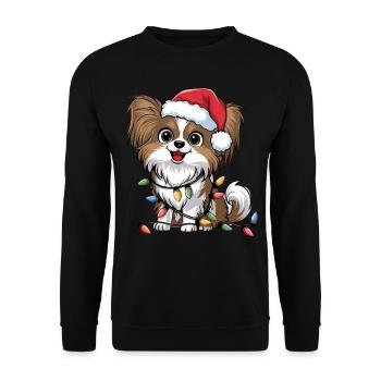 Papillon Lumières de Noël Noël Chiens Cadeaux - Sweat-shirt Unisexe - noir - Devant - Alina (178cm) & Michal (187cm)