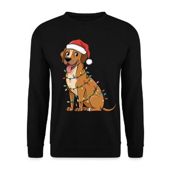 Rhodesian Ridgeback Christmas Lights Xmas Dogs - Unisex Pullover - Schwarz - Vorne - Alina (178cm) & Michal (187cm)