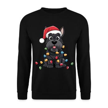 Scottish Terrier Noël Lumières Noël Chiens Cadeaux - Sweat-shirt Unisexe - noir - Devant - Alina (178cm) & Michal (187cm)