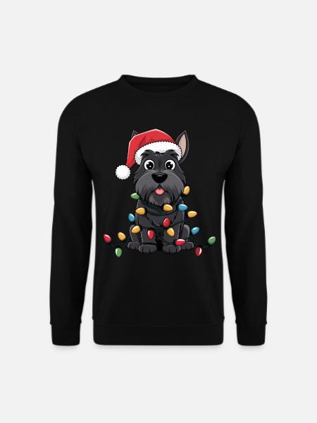 Scottish Terrier Christmas Lights Xmas Dogs Gifts - Unisex Pullover - Schwarz