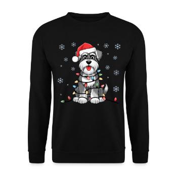Standard Schnauzer Lumières de Noël Chiens de Noël - Sweat-shirt Unisexe - noir - Devant - Alina (178cm) & Michal (187cm)