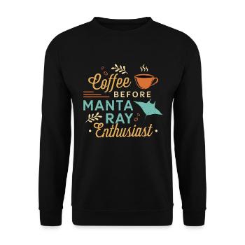 Manta Ray Enthusiast Coffee Swimmer Coffee Lover - Unisex Sweatshirt - black - Front - Alina (178cm) & Michal (187cm)