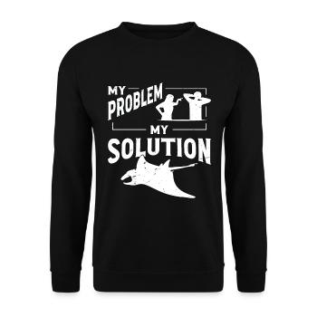 Manta Ray Enthusiast My Problem My Pictogram Dad - Unisex Sweatshirt - black - Front - Alina (178cm) & Michal (187cm)