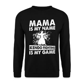 Kendo Mama est mon nom Le combat Kendo est mon jeu - - Sweat-shirt Unisexe - noir - Devant - Alina (178cm) & Michal (187cm)